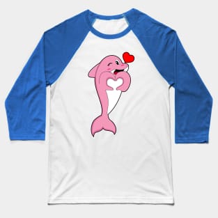 Dolphin Love Heart Baseball T-Shirt